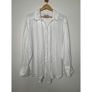 We The Free Tuxy Vibes Shirt Hook and Eye Closure Long Sleeve Top in White Sz L